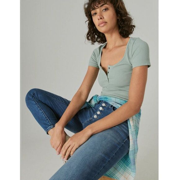 Lucky Brand Brigette Ankle Jeans Size 8 Button Closure Skinny - Picture 3 of 13